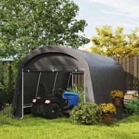 Outsunny /Tuinschuur met Plastic Zeil, Gereedschapstent, Opzetbare Garage, 300B x 450D x 230H cm, Donkergrijs(m-10)