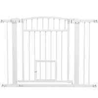 PawHut Barieră de siguranță pentru câini, sistem dublu de închidere, montaj prin presiune sau găurire, lățime 76-104 cm, alb(m-6)