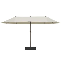 Outsunny dubbele parasol met paraplubak, crèmewit, 4,6 x 2,7 cm(m-11)