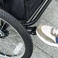 PawHut Cărucior pentru câini, rabatabil, acoperiș rabatabil, pernă pentru odihnă, cadru din oțel, Gri/Negru(m-4)