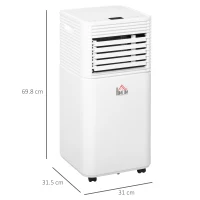 HOMCOM 9000 BTU Portable Air Conditioner for Cooling Dehumidifier Fan, Air Conditioning Unit for Room up to 28m², with Remote, 24H Timer, Window Mount Kit, R290, A Energy Efficiency, 1122W(m-3)