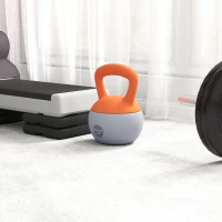 SPORTNOW Kettlebell 12 kg remplie de sable métallique Poignée antidérapante pour la maison 21x21x30 cm Orange et Gris(m-4)