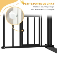 PawHut Barieră de siguranță pentru animale câini ușă cu închidere automată fără găurire de 74 à 80 cm oțel negru(m-3)