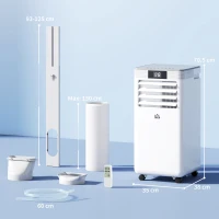 HOMCOM 7000 BTU Air Conditioning Unit, 3-in-1 Portable Air Conditioner, Dehumidifier, Cooling Fan with Remote Control, LED Display, 2 Speeds, 24H Timer, Window Venting Kit, 15m²(m-3)