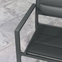 Outsunny Set de 4 scaune de grădină stivabile din aluminiu și textilenă cu cotiere, set de 4 piese pentru exterior(m-5)