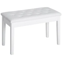 HOMCOM Taburete de Piano Banco de Teclado con Espacio de Almacenamiento Bajo del Asiento de Cuero Sintético 76x36x50 cm Blanco(m-10)
