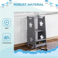 AIYAPLAY 2-in-1 Toddler Step Stool with Safety Rail for Kitchen, Bathroom, Grey(m-6)