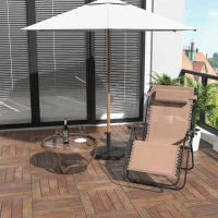 Outsunny Zero Gravity Chair Metal Frame Texteline Armchair Outdoor Folding and Reclining Sun Lounger with Head Pillow for Patio Decking Gardens Camping, Beige(m-2)