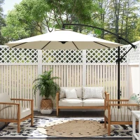 Outsunny 3 m Parasol Garden Sun Umbrella Banana Hanging Rattan Set Umbrella Cantilever - Cream white(m-8)