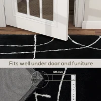 HOMCOM Modern Fluffy Area Rug, Geometric Pattern Washable Rug, Soft High Pile Floor Carpet for Living Room, Bedroom, Dining Room, Home Office, 170 x 120 cm, Black(m-6)