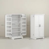 HOMCOM Bufet bucătărie dulap de bucătărie 5 niveluri cu uși și rafturi reglabile 60l x 40P x 120H cm aspect lemn crem(m-3)