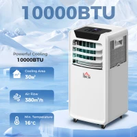 HOMCOM 10000 BTU Air Conditioning Unit, 3-in-1 Portable Air Conditioner, Dehumidifier, Cooling Fan with Remote Control, LED Display, 2 Speeds, 24H Timer, Window Venting Kit, 30m²(m-2)