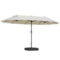 Outsunny dubbele parasol met paraplubak, crèmewit, 4,6 x 2,7 cm