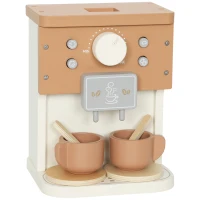 AIYAPLAY Set Machine à Café Jouet en Bois pour Enfants de 3 Ans avec Accessoires, Marron(m-1)