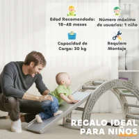 AIYAPLAY Escalada para Niños de 18-48 Meses 4 en 1 con Arco de Escalada Mecedora Rampa y Tobogán 164x70x57 cm Gris y Blanco(m-6)