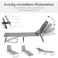 Outsunny Sonnenliege mit Gesichtsloch & Kissen, klappbar, wasserabweisender Bezug, Metallrahmen, Dunkelgrau(m-4)
