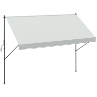 Outsunny Copertină Manuală Retractabilă 300x175x210-310 cm Reglabilă cu Manivelă Protecție Solară UV40+ pentru Balcon Terasă Crem