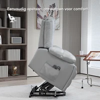 HOMCOM Opsta Stoel, Massage Stoel voor Ouderen met Liftfunctie en Zijvakken, 94x96x106 cm, Donkergrijs(m-6)