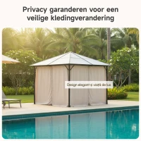 Outsunny Zijpanelen voor 3x3m Tuinhuisje, Polyester Privacy Panelen voor Tuinwoning Partytent, Beige(m-5)