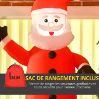 HOMCOM Moș Crăciun gonflabil cu coș luminos LED înălțime 210 cm poliester impermeabil roșu alb negru(m-4)