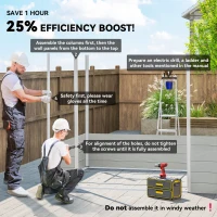 Outsunny 7.9ft x 6.2ft Aluminium Frame Rust Resistance Waterproof Shed, with Galvanised Foundation - Light Grey(m-8)