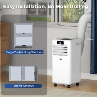 HOMCOM 10000 BTU Air Conditioning Unit, 3-in-1 Portable Air Conditioner, Dehumidifier, Cooling Fan with Remote Control, Digital Display, 2 Speeds, 24H Timer, Window Venting Kit, 22m²(m-8)