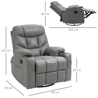 HOMCOM Thick Padded Faux Leather Recliner Armchair - Light Grey(m-3)