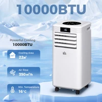 HOMCOM 10000 BTU Air Conditioning Unit, 3-in-1 Portable Air Conditioner, Dehumidifier, Cooling Fan with Remote Control, Digital Display, 2 Speeds, 24H Timer, Window Venting Kit, 22m²(m-2)