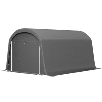 Outsunny /Tuinschuur met Plastic Zeil, Gereedschapstent, Opzetbare Garage, 300B x 450D x 230H cm, Donkergrijs(m-1)