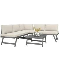 Outsunny Set mobilier de grădină colțar și convertibil 4 piese cu 2 canapele, 1 fotoliu de colț și 1 măsuță de cafea(m-7)