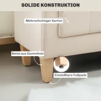 HOMCOM Elegante Gestoffeerde Bank in Vintage Stijl met 2 Kussens, Chenille Bekleding, 115 x 44 x 58 cm, Beige(m-5)