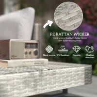 Outsunny Three-Piece Corner Rattan Set, with Glass Tables(m-4)