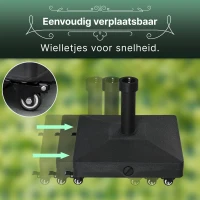 Outsunny Parasolvoet met Wielen 38/48 mm, Stevig en Duurzaam voor Buiten, Zwart(m-6)