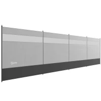 Outsunny Paravan brise-vent de camping portabil pliabil cu sac de transport și stâlpi din oțel dim. 725 cm x 140 cm gri deschis(m-6)