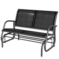 Outsunny 2-Person Outdoor Glider Bench Patio Double Swing Gliding Chair Loveseat w/Power Coated Steel Frame for Garden Patio Porch, Black(m-11)
