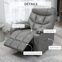 HOMCOM Thick Padded Faux Leather Recliner Armchair - Light Grey(m-6)