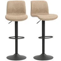 HOMCOM Bar Stools Set of 2, PU Leather Barstools with Backrest and Footrest for Kitchen, Counter, Breakfast Bar, Light Brown(m-10)
