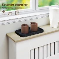 HOMCOM Cubre Radiadores 78x19x81 cm Cubierta para Radiador Diseño Moderno de Listones y Nido de Abeja Blanco(m-5)