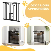 PawHut Barieră de siguranță pentru animale câini ușă cu închidere automată fără găurire de 74 à 80 cm oțel negru(m-4)