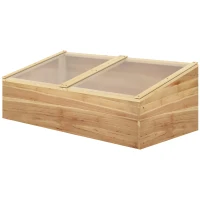Outsunny Mini seră de grădină Seră pentru răsaduri dim. 100L x 50l x 36H cm Acoperiş 2 pante rabatabile independent Panouri din policarbonat Lemn de brad pre-uleiat(m-6)