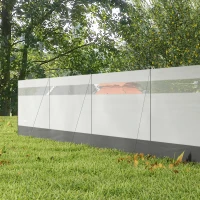 Outsunny Paravan brise-vent de camping portabil pliabil cu sac de transport și stâlpi din oțel dim. 725 cm x 140 cm gri deschis(m-4)