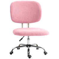 Vinsetto Teddy Fleece Armless Office Chair - Pink(m-1)