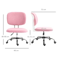 Vinsetto Teddy Fleece Armless Office Chair - Pink(m-3)
