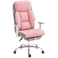HOMCOM Sedia da Ufficio Ergonomica Rinforzata con Braccioli Regolabili, Poggiapiedi e Poggiatesta, Rosa(m-1)