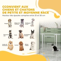 PawHut Barieră de siguranță pentru câini, sistem dublu de închidere, montaj prin presiune sau găurire, lățime 76-104 cm, alb(m-4)