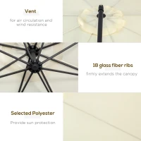 Outsunny 3 m Parasol Garden Sun Umbrella Banana Hanging Rattan Set Umbrella Cantilever - Cream white(m-6)