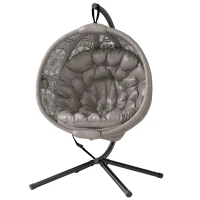 Outsunny Scaun suspendat Scaun de grădină Fotoliu din coș, stil Boho, 116 x 125 x 172 cm, bej + negru(m-6)