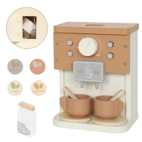 AIYAPLAY Set Machine à Café Jouet en Bois pour Enfants de 3 Ans avec Accessoires, Marron(m-7)
