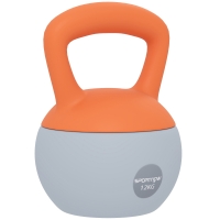 SPORTNOW Kettlebell 12 kg mit Metallsandfüllung und rutschfestem Griff für Zuhause 21x21x30 cm Orange und Grau