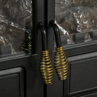 HOMCOM Șemineu electric tip sobă stil neo-retro 2 Uși Sticlă securizată 1000/2000 W LED luminozitate reglabilă Oțel ABS Negru(m-4)